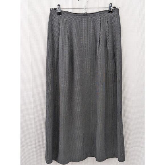 NWOT! TALBOTS! 100% SILK! NAVY, GRAY MICRO-WEAVE PATTERN LONG MIDI SKIRT! SZ 10 - Picture 6 of 7
